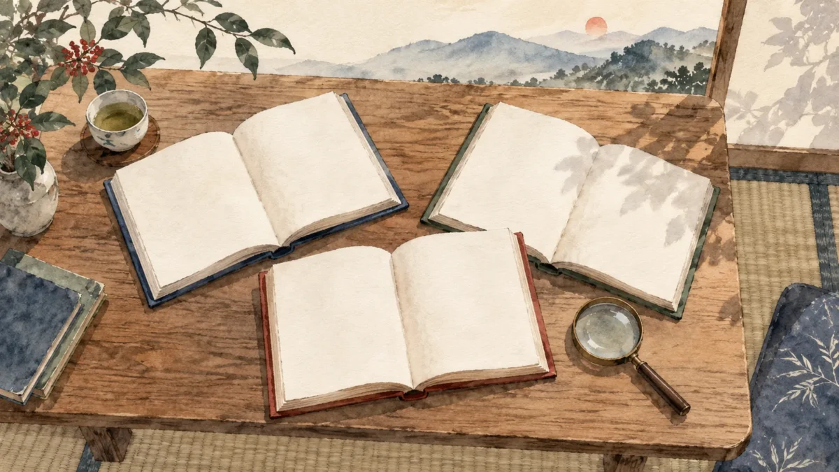 健康記事の出典確認をテーマにした水彩イラスト